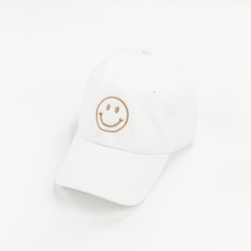 SMILEY FACE - White w/ Cream - Child Baseball Cap