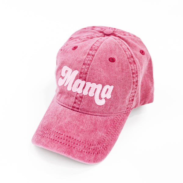 Retro Mama - Maroon w/ Light Pink Thread - Baseball Cap
