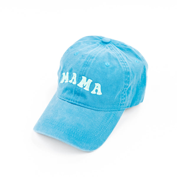 Mama (Groovy) - Ocean Blue w/ Mint Thread - Baseball Cap