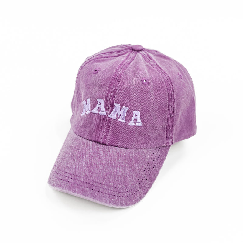 Mama (Groovy) - Purple w/ Purple Thread - Baseball Cap