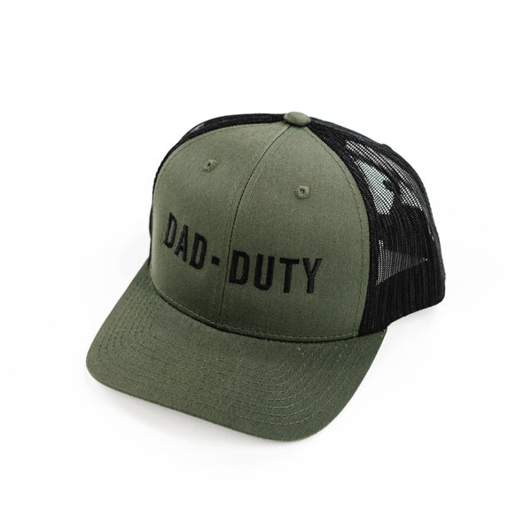 DAD DUTY - Olive/Black Snapback Hat w/ Black Thread