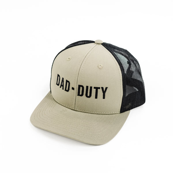 DAD DUTY - Tan/Black Snapback Hat w/ Black Thread