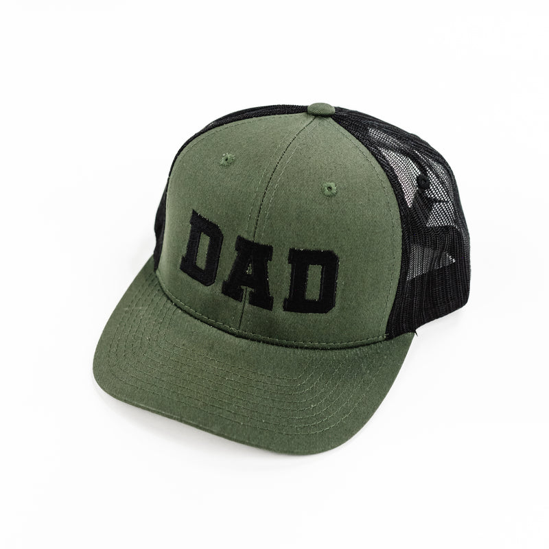 DAD (Varsity) - Olive/Black Hat w/ Black Thread - Snapback