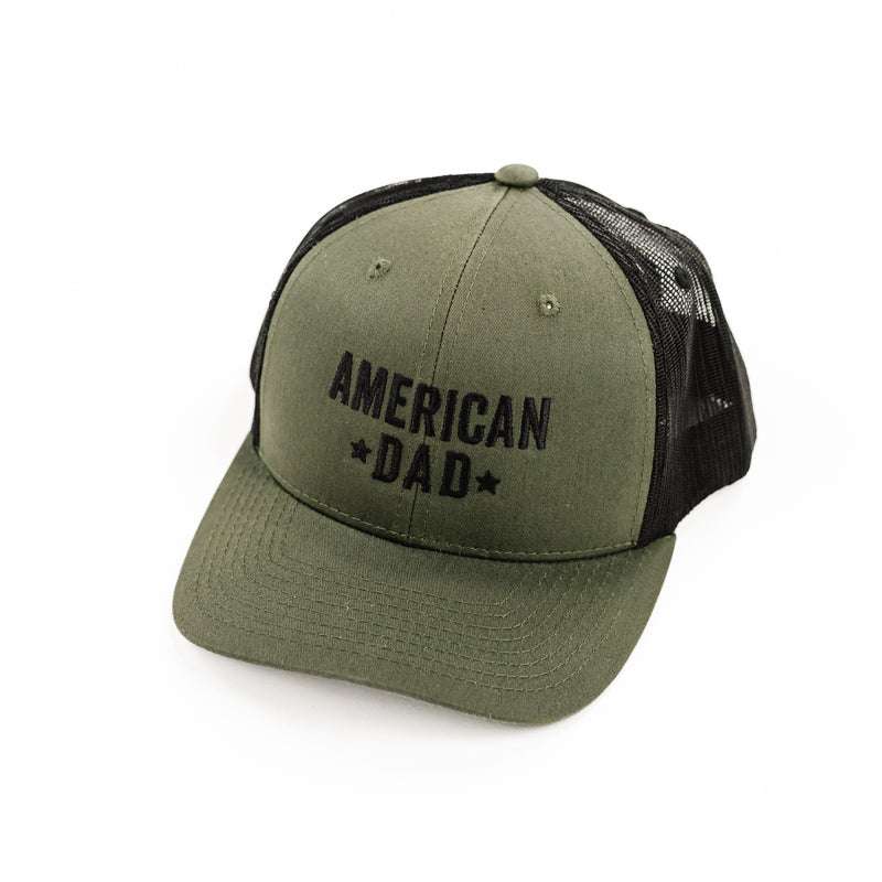 AMERICAN DAD - Olive/Black - Snapback Hat w/ Black Thread