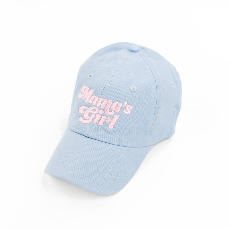 Retro Mama's Girl - Child Size Baseball Cap (Blue w/ Pink)