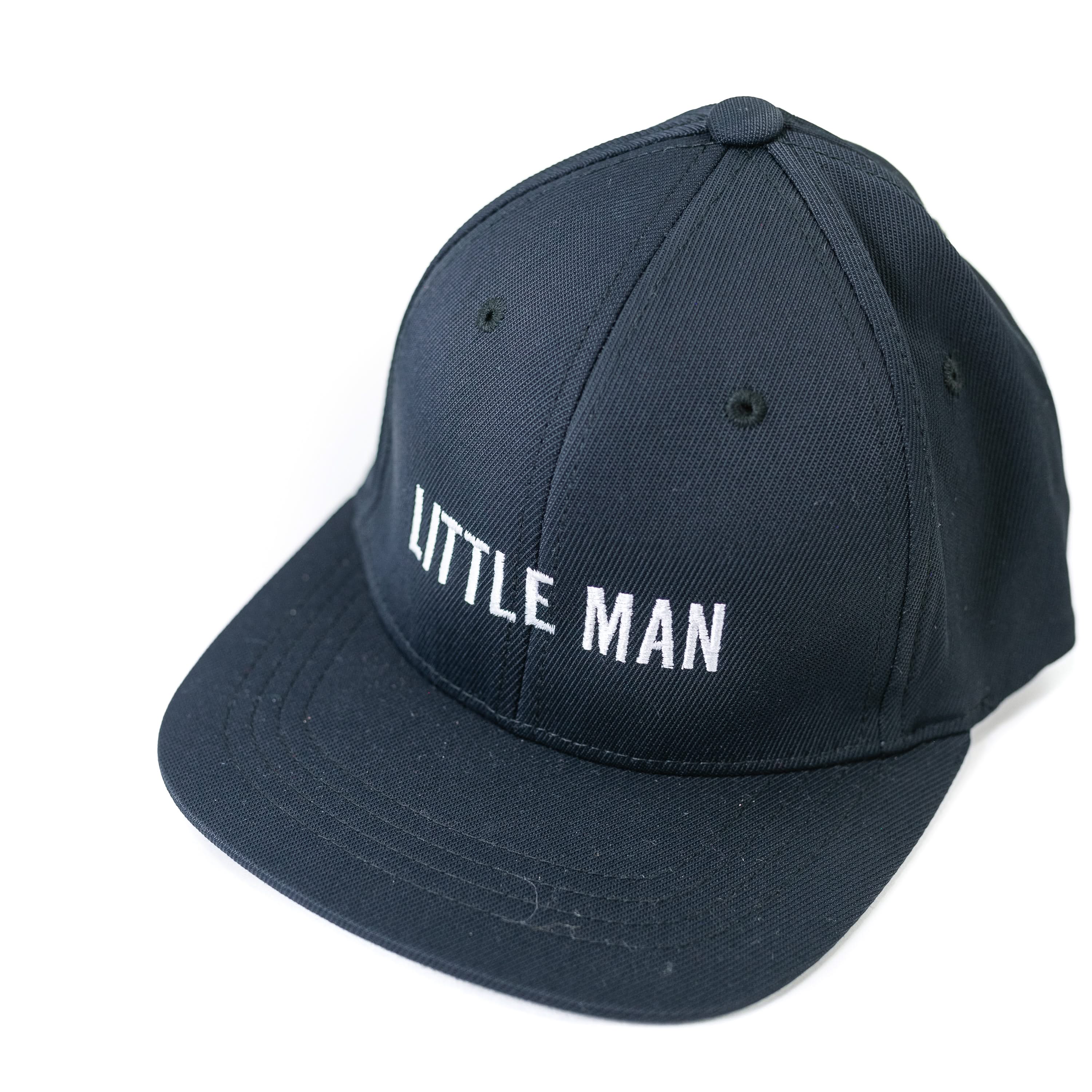 LITTLE MAN - CHILD SIZE - Black Flat Brim Hat w/ Mesh Back Little Mama Shirt Shop