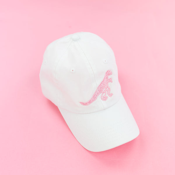 Pocket T-Rex - Child Size - White w/ Pink - Curved Brim Hat