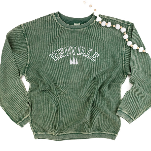 Embroidered Corded Sweatshirt - Forest Green - Whoville