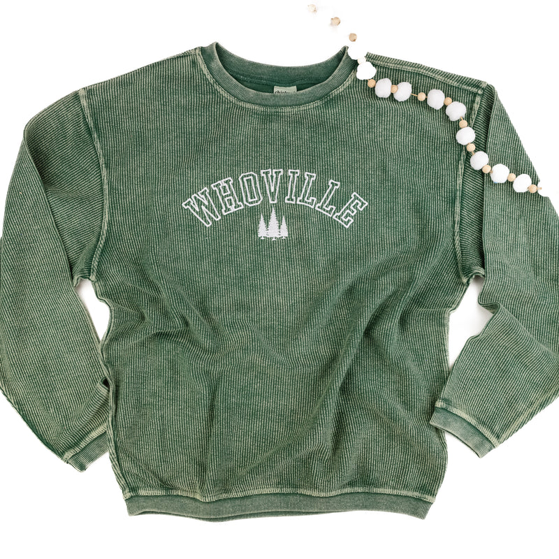 Embroidered Corded Sweatshirt - Forest Green - Whoville