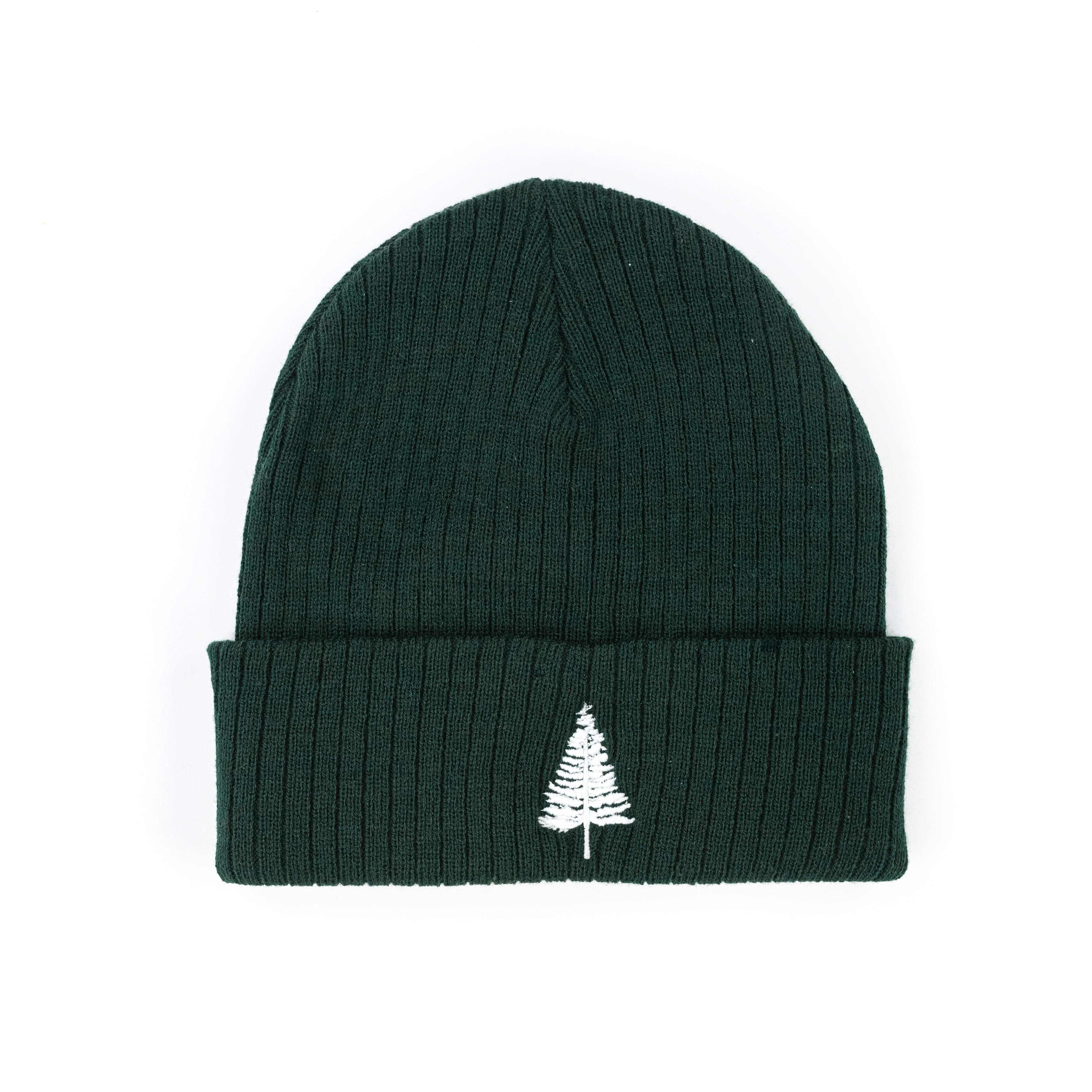 Ribbed Beanie - Pine Tree - Forest w/ White Little Mama Shirt Shop LLC
