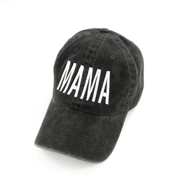 MAMA (Block Letters) - Heather Black Baseball Cap