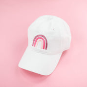 Rainbow Hat - ADULT - White Baseball Cap Little Mama Shirt Shop