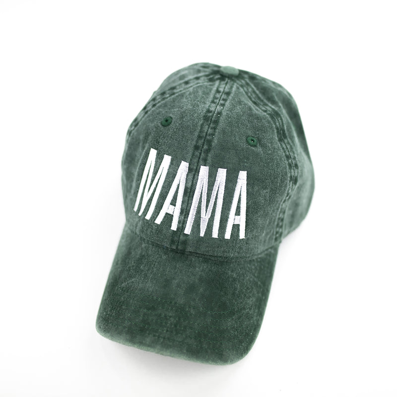 MAMA (Block Letters) Hunter Green Baseball Cap