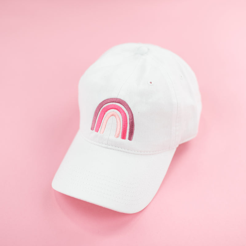 Rainbow Hat - ADULT - White Baseball Cap