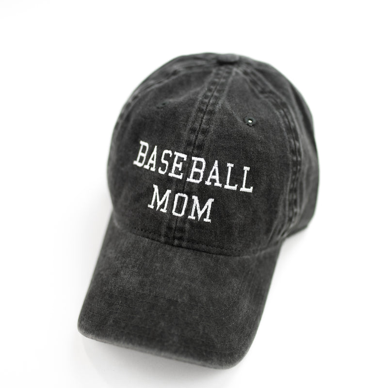 BASEBALL MOM - Baseball Cap-heather black w/white