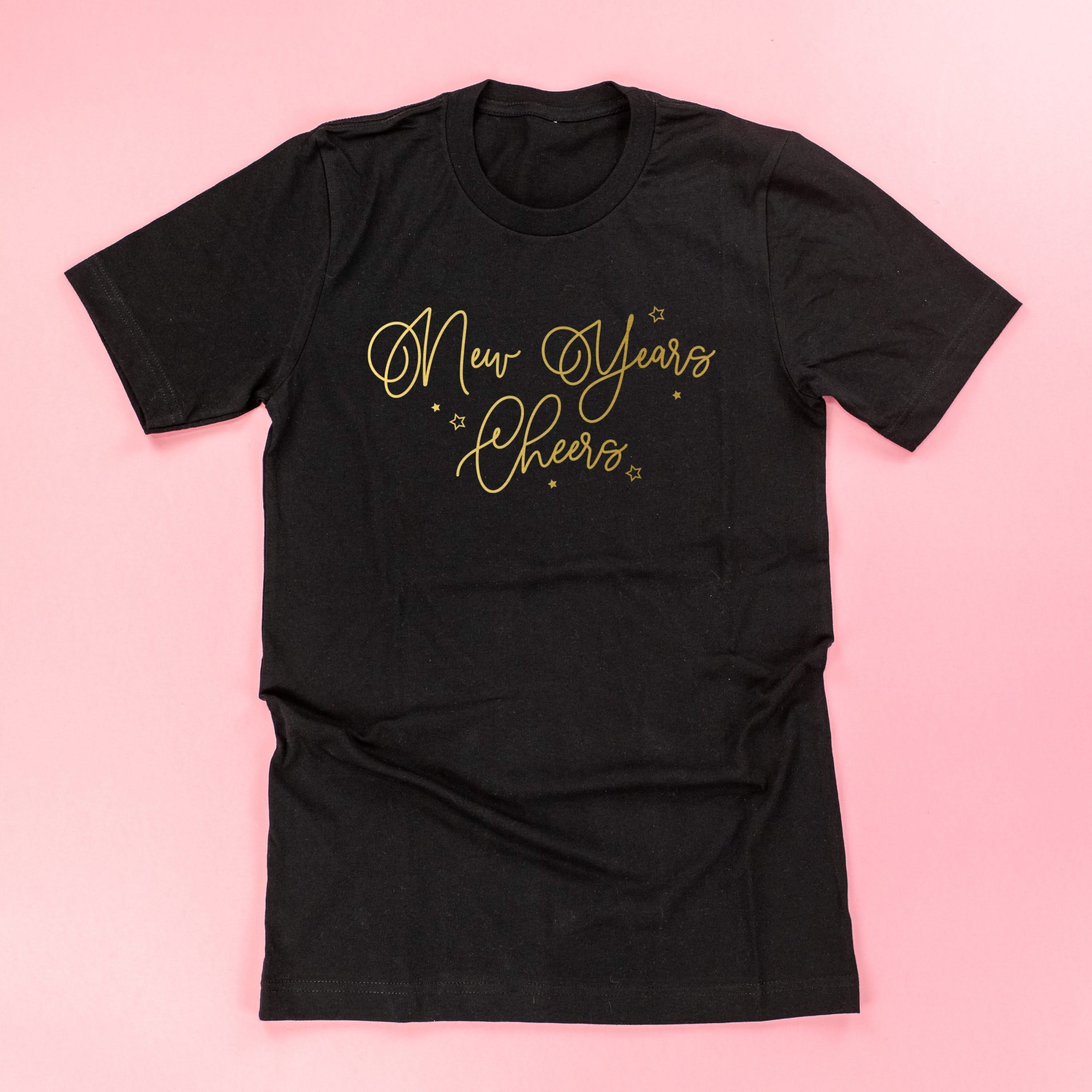 New Years Cheers - Stars/Script - Unisex Tee Little Mama Shirt Shop