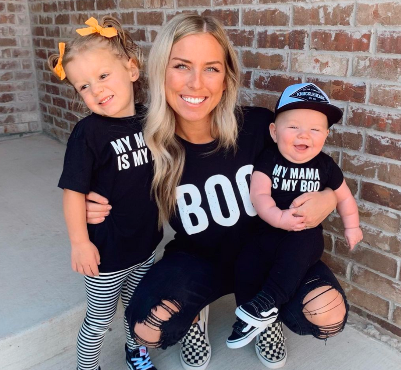 Boo + My Mama is My Boo - (Block Font) - Set of 2 Tees - White Design