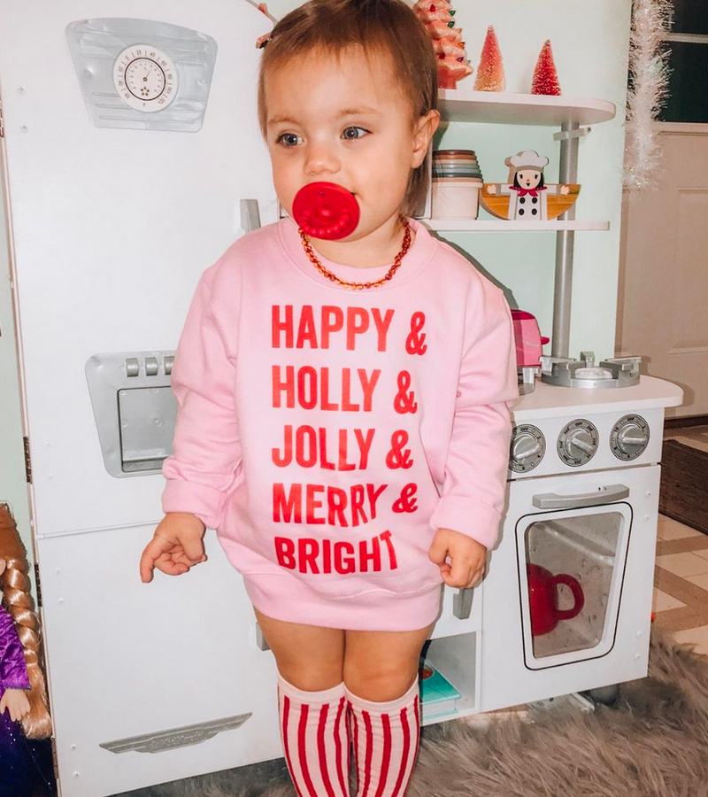 Happy + Holly + Jolly + Merry + Bright - Child Sweater