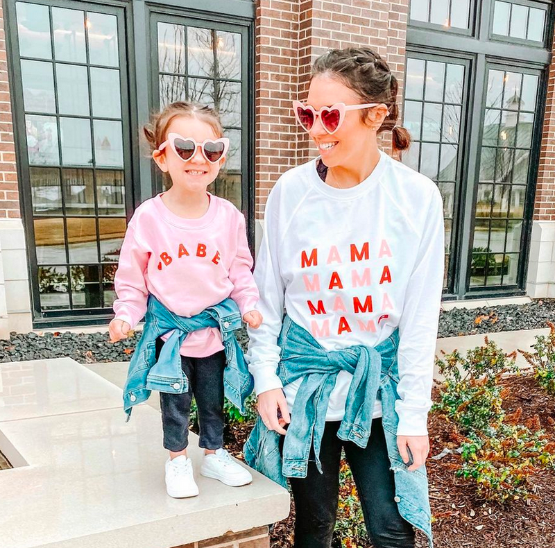MAMA x 4 (Pink and Red) -  Lightweight Pullover Sweater
