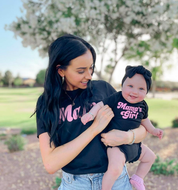 Retro Mama + Mama's Girl - Set of 2 Shirts  - BLACK w/ PINK DESIGNS Little Mama Shirt Shop