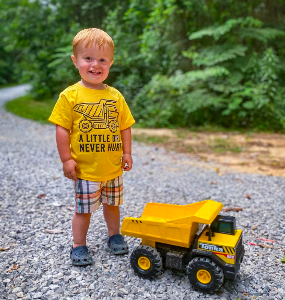 A LITTLE DIRT NEVER HURT - CONSTRUCTION - Short Sleeve Child Shirt Little Mama Shirt Shop