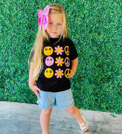 3x3 - RETRO HAPPY FLOWERS - Short Sleeve Child Shirt Little Mama Shirt Shop