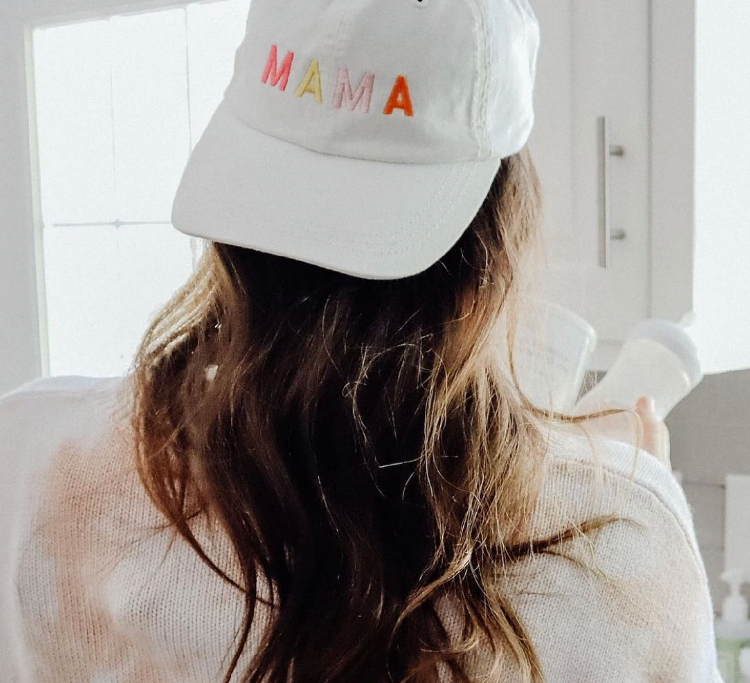 M A M A - WHITE Baseball Cap w/ Multicolor Letters Little Mama Shirt Shop