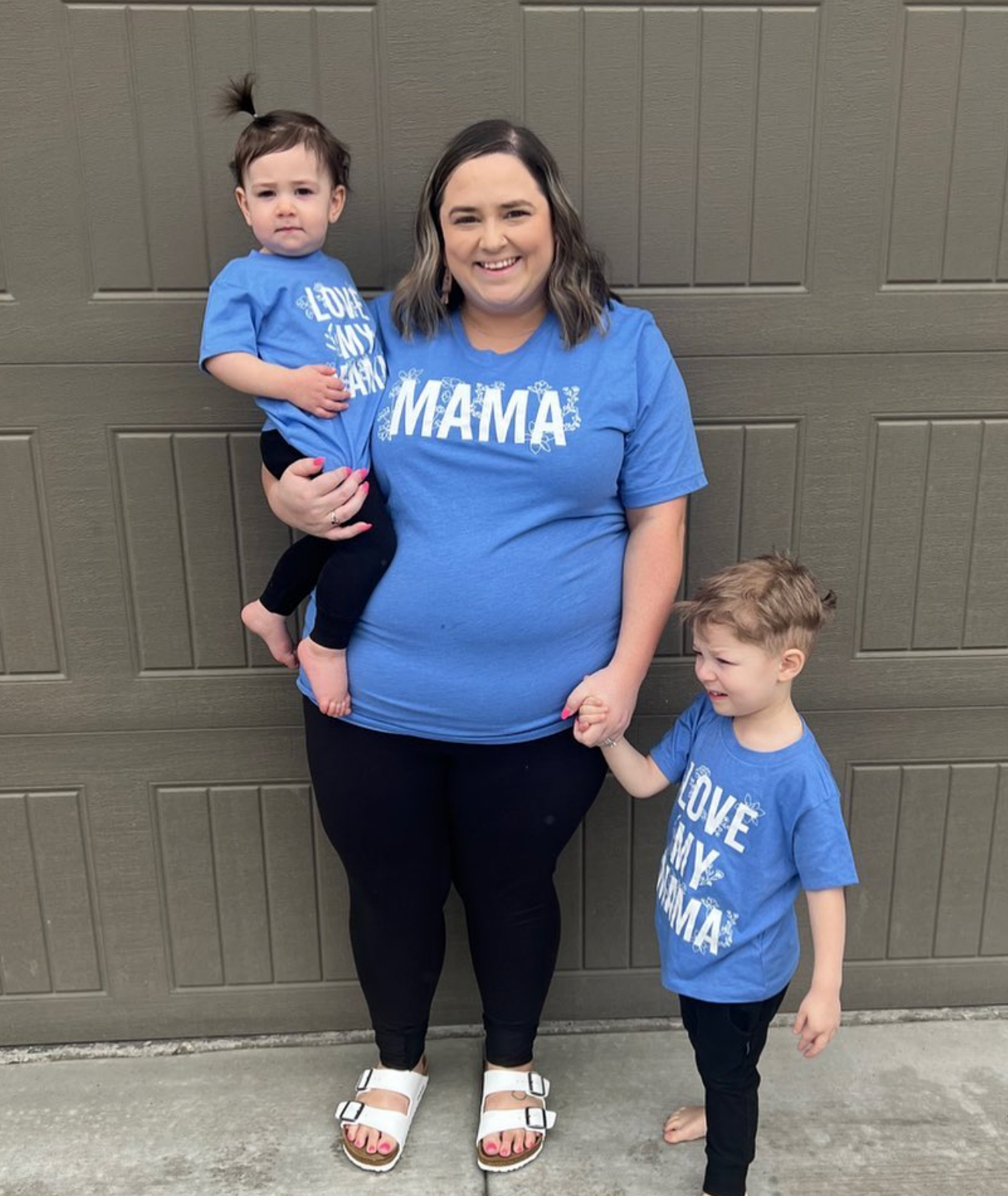 Mama (Florals) + Love My Mama (Florals) - Set of 2 Matching Shirts Little Mama Shirt Shop