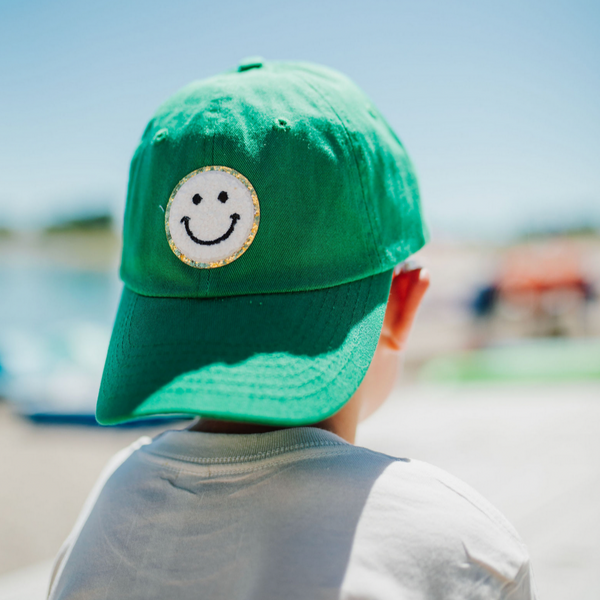 CHILD SIZE - Limited Edition Patch Hat - Kelly Green w/ White Smiley