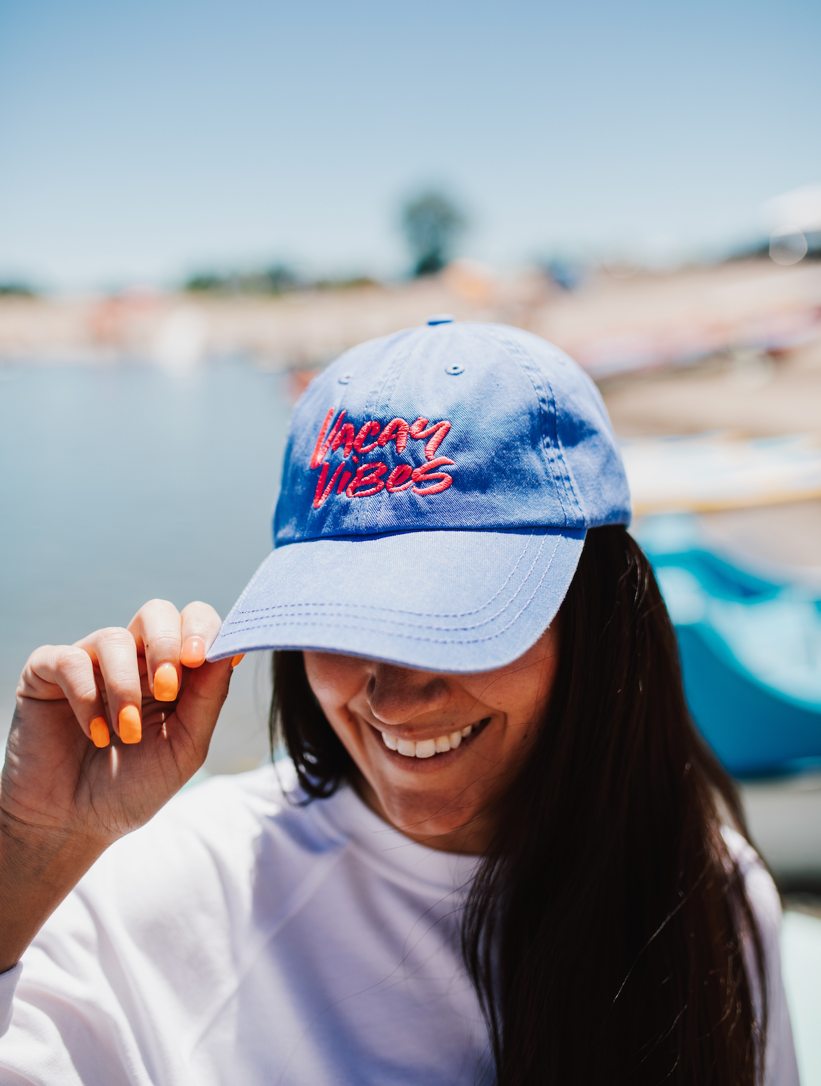 Vacay Vibes - Lakeside Blue w/ Hot Pink - Adult Baseball Cap