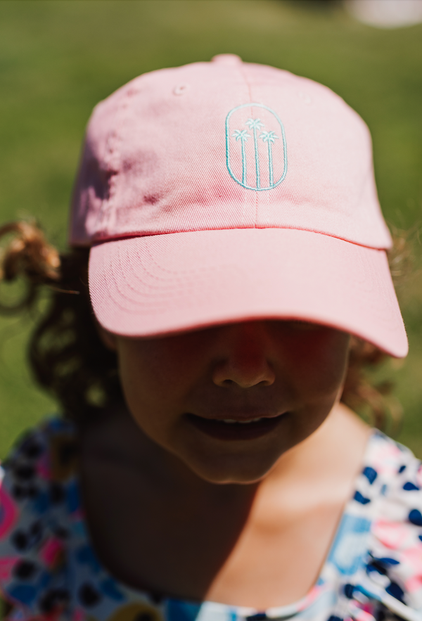 OVAL PALM - Child Size Hat - Pink w/ Mint