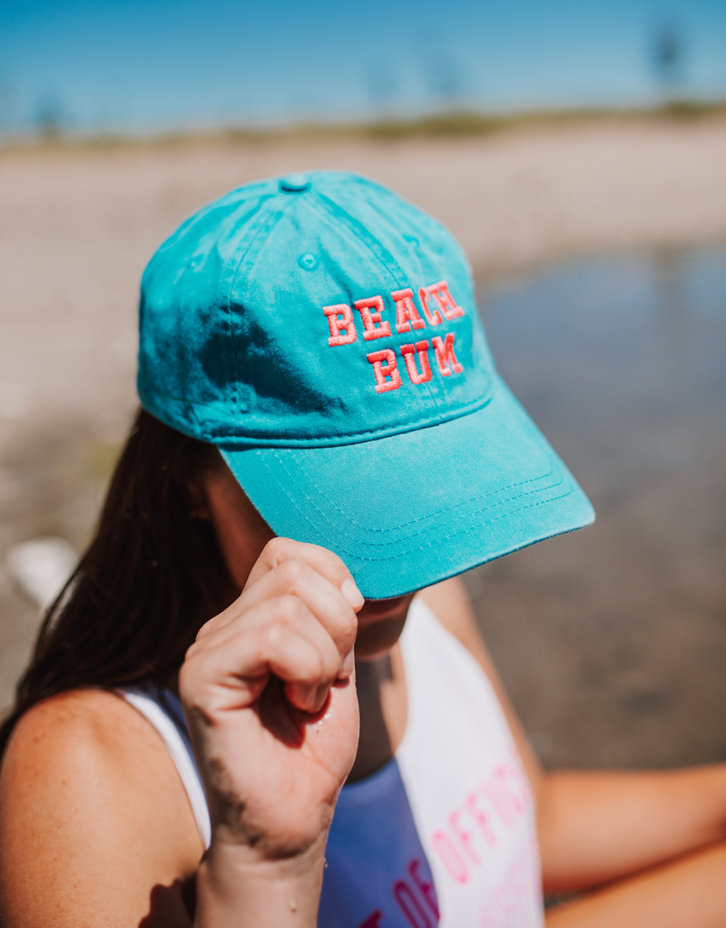 BEACH BUM - Blue w/ Hot Pink - Adult Size Baseball Cap – Little Mama Shirt  Shop LLC
