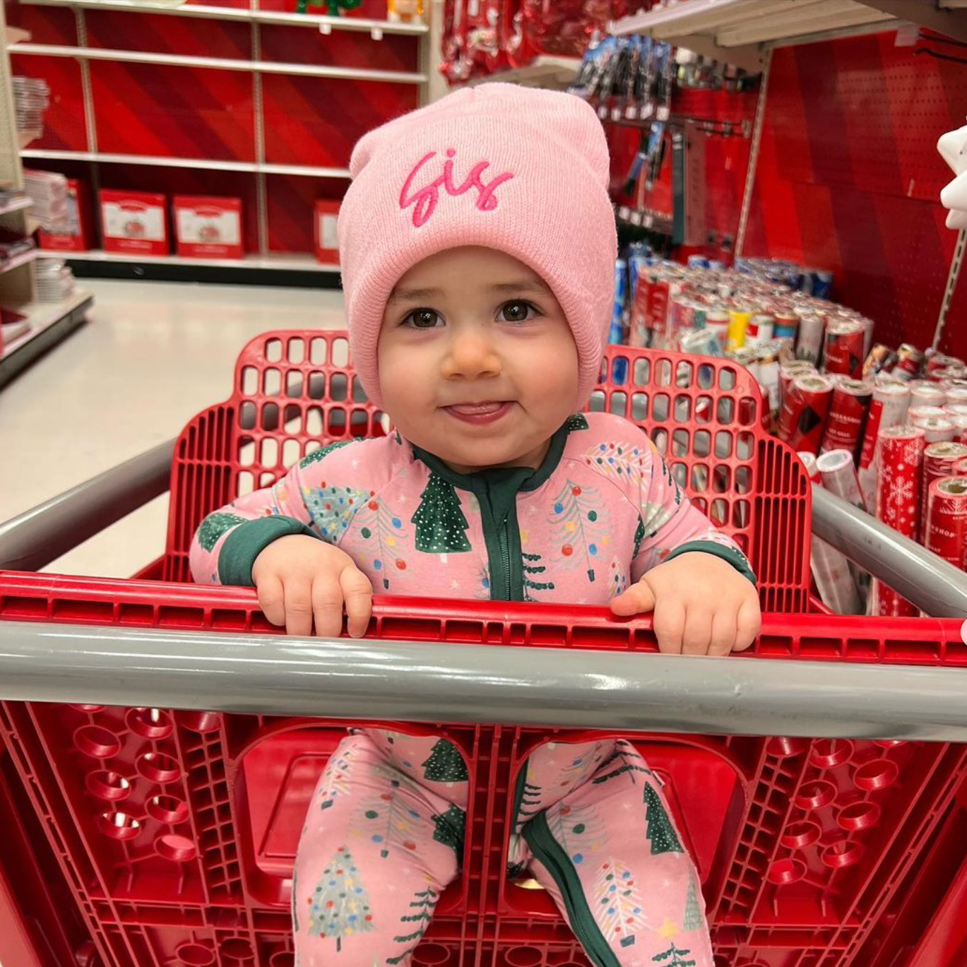 Child Beanie - SIS - Light Pink w/ Hot Pink Little Mama Shirt Shop LLC