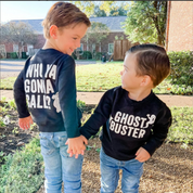 Who Ya Gonna Call? (On Back) - Ghost Buster (On Front) - Child Sweater Little Mama Shirt Shop
