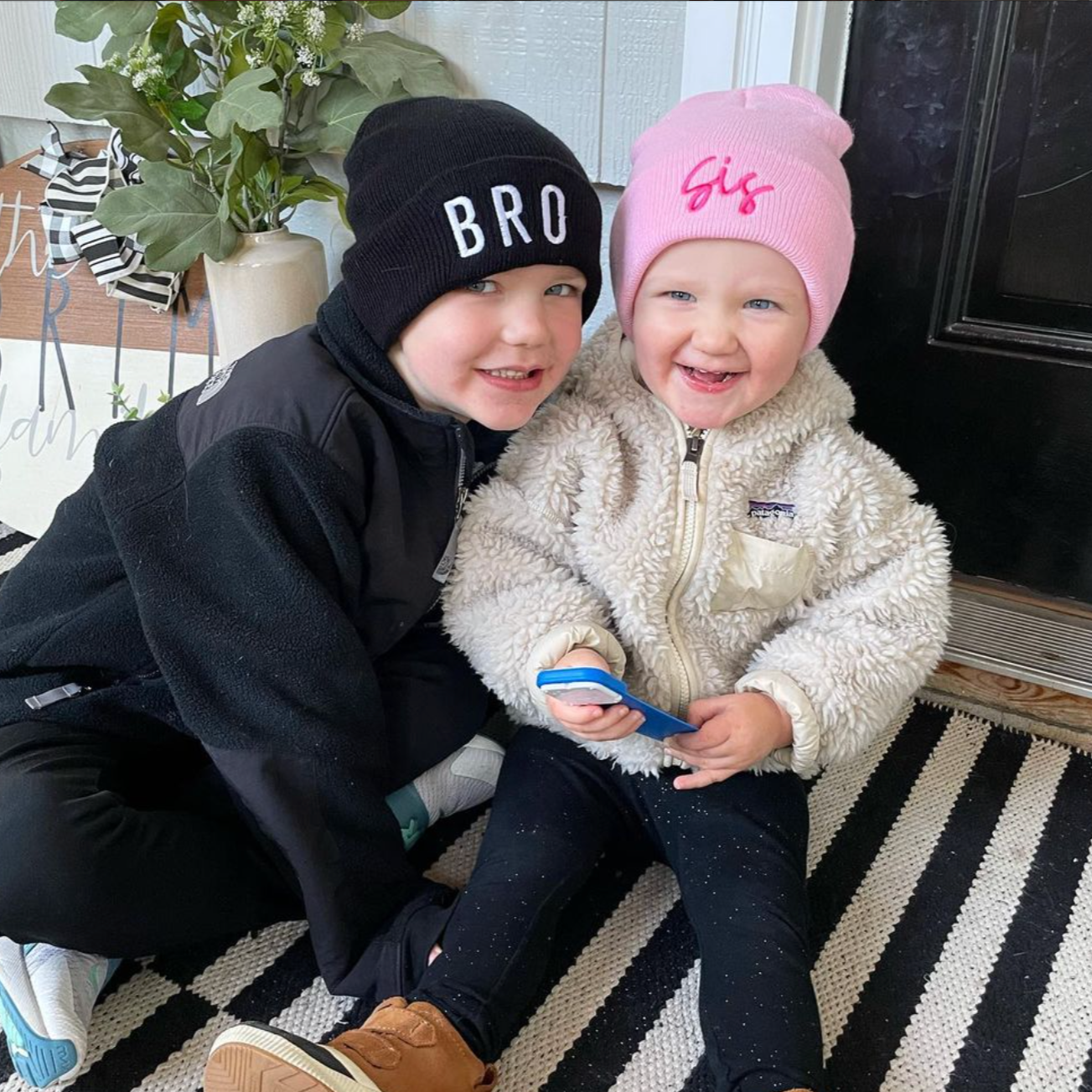 Child Beanie - SIS - Light Pink w/ Hot Pink Little Mama Shirt Shop LLC