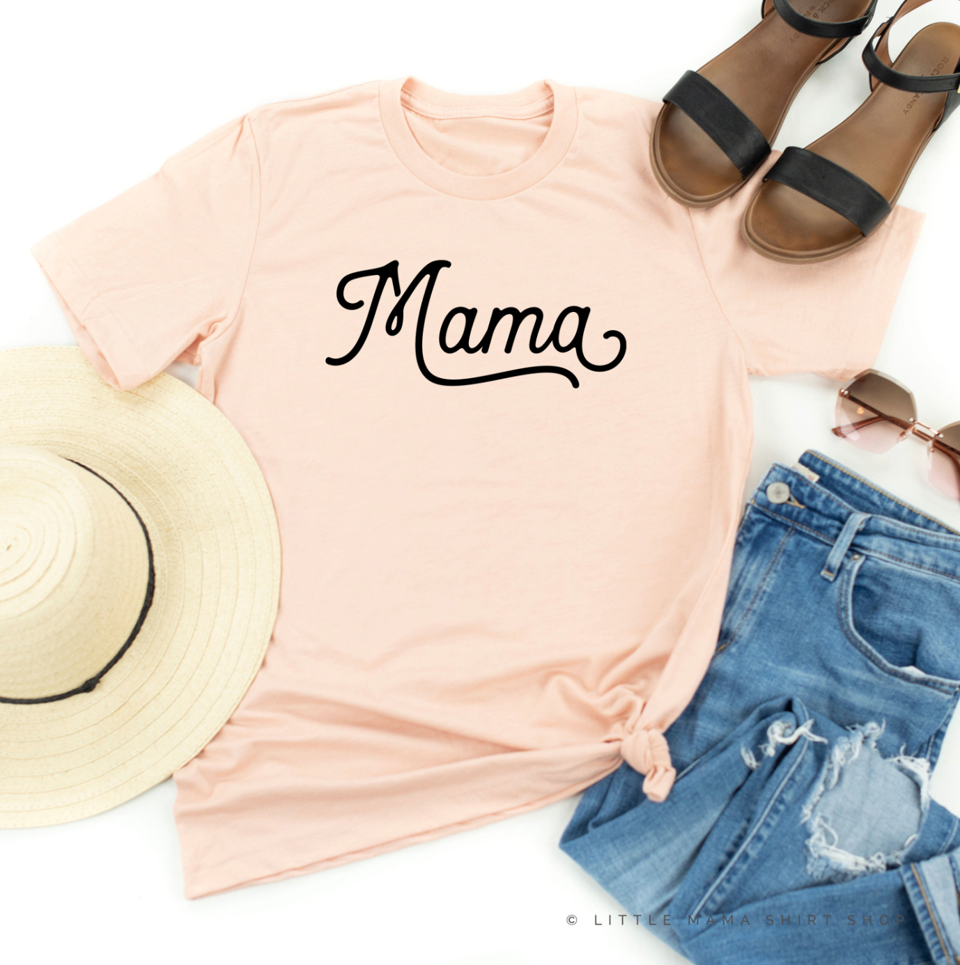 Mama - Script - Unisex Tee Little Mama Shirt Shop