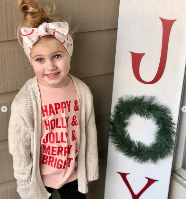 Happy + Holly + Jolly + Merry + Bright - Child Tee