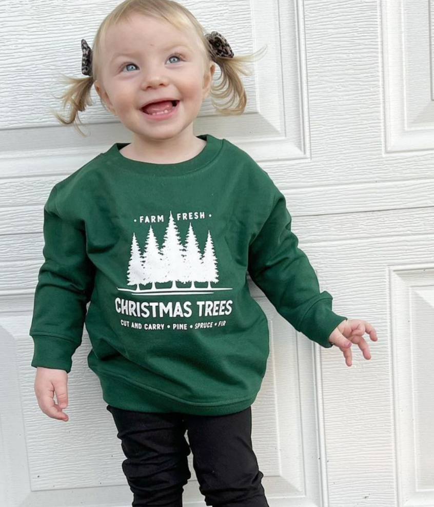 Farm Fresh Christmas Trees - Child Sweater Little Mama Shirt Shop