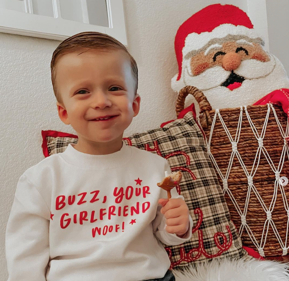 Buzz your girlfriend woof christmas sweater clearance