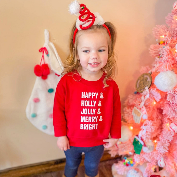 Happy + Holly + Jolly + Merry + Bright - Child Sweater