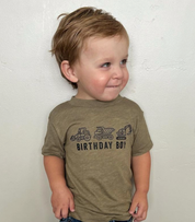 BIRTHDAY BOY CONSTRUCTION TRUCKS - Short Sleeve Child Shirt Little Mama Shirt Shop