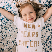 New Years Cheers - Block Font - Child Tee Little Mama Shirt Shop