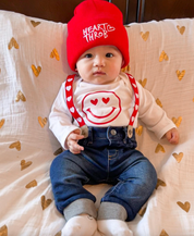 Child Beanie - Heart Throb - Bright Red w/ White Little Mama Shirt Shop LLC