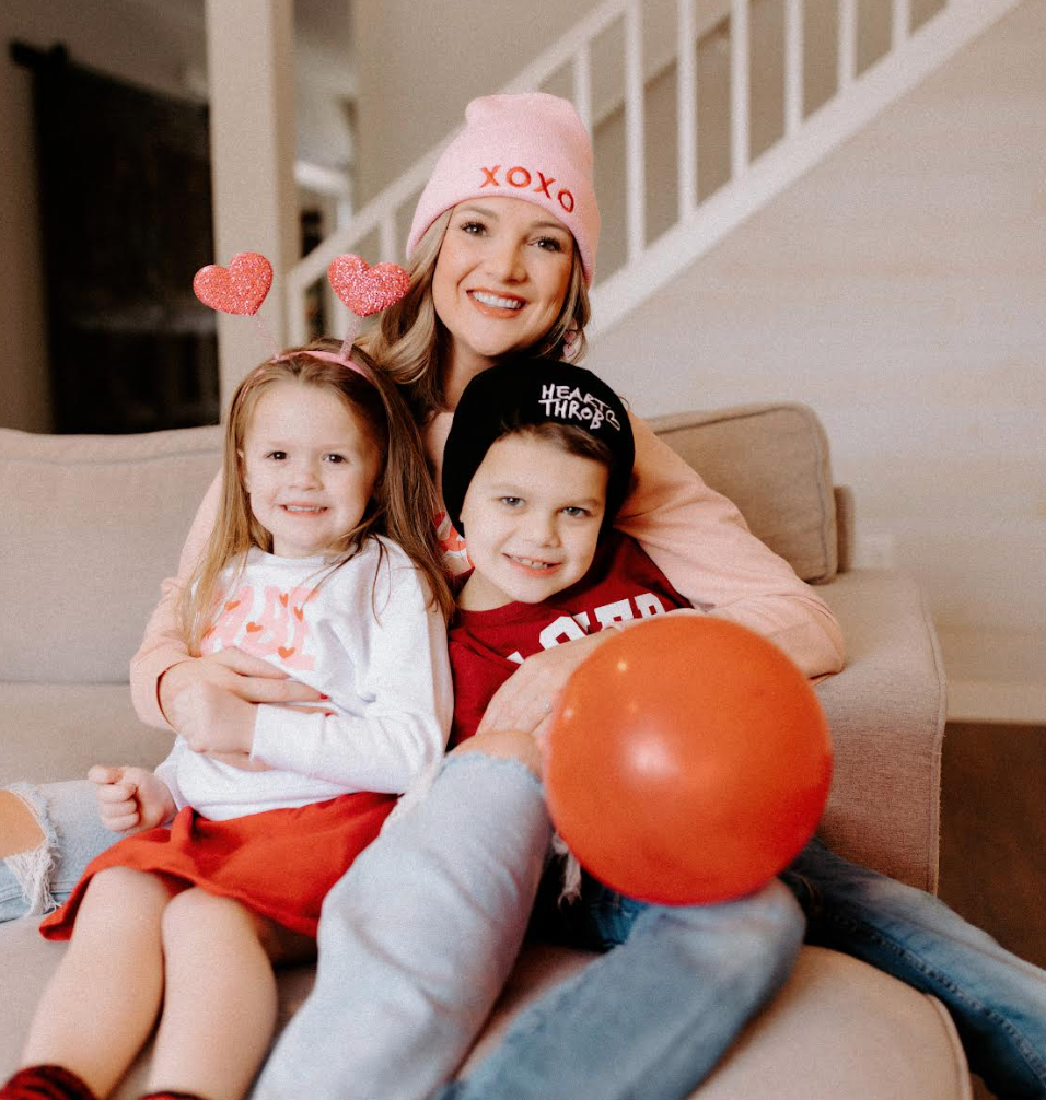 Adult Beanie - XOXO - Light Pink w/ Hot Pink Little Mama Shirt Shop LLC