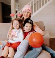 Adult Beanie - XOXO - Light Pink w/ Hot Pink Little Mama Shirt Shop LLC