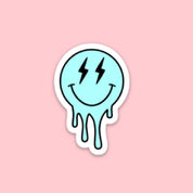 LMSS® STICKER - Lightning Eye Melting Smiley (Light Blue) Little Mama Shirt Shop LLC