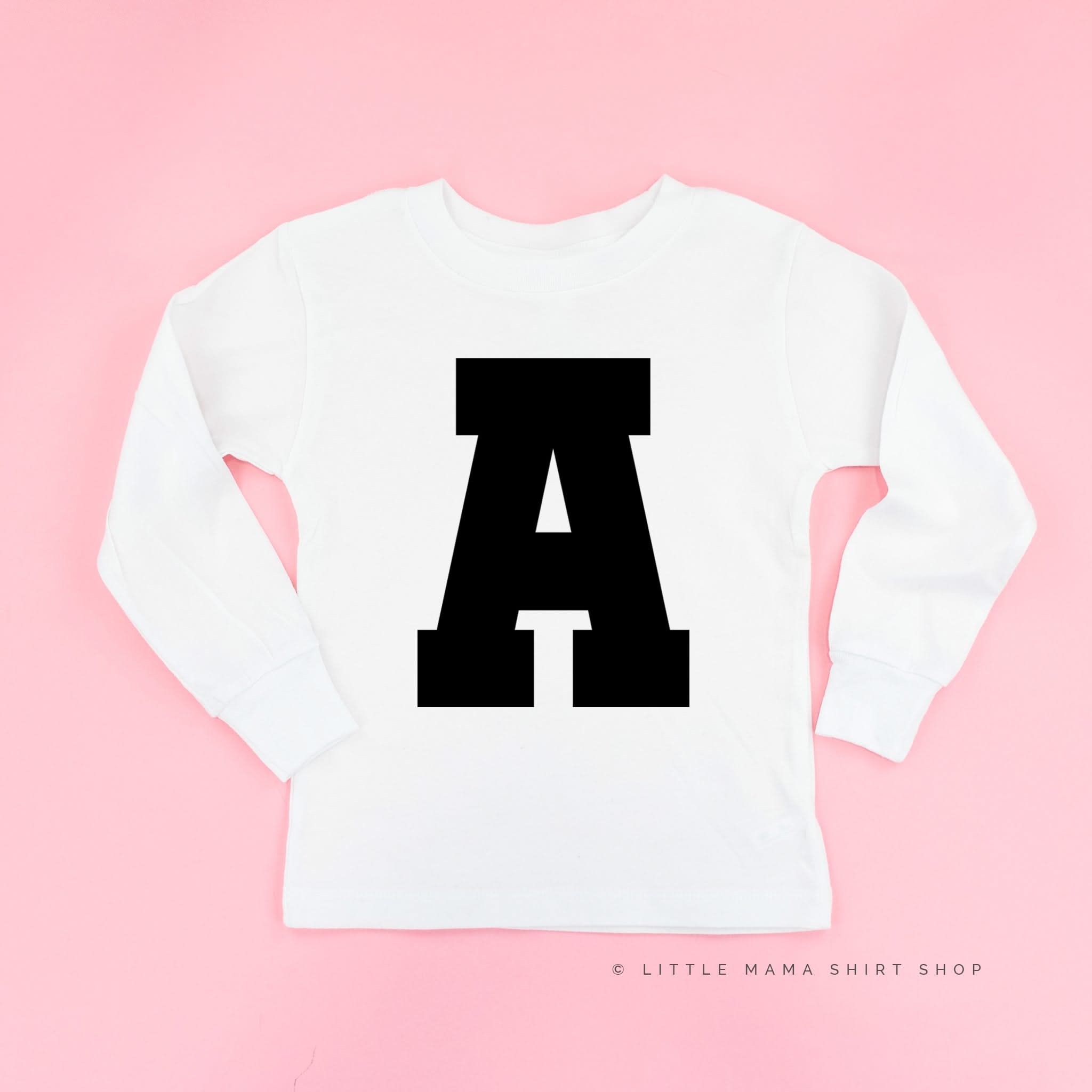 VARSITY INITIALS - Long Sleeve Child Shirt Little Mama Shirt Shop