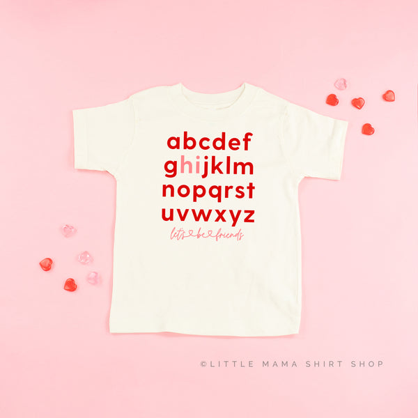 Hi, Let's Be Friends - Alphabet Design - Short Sleeve Child Tee