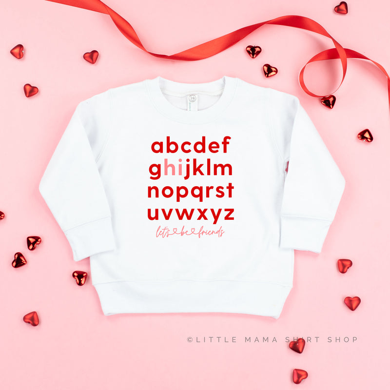 Hi, Let's Be Friends - Alphabet Design - Child Sweater