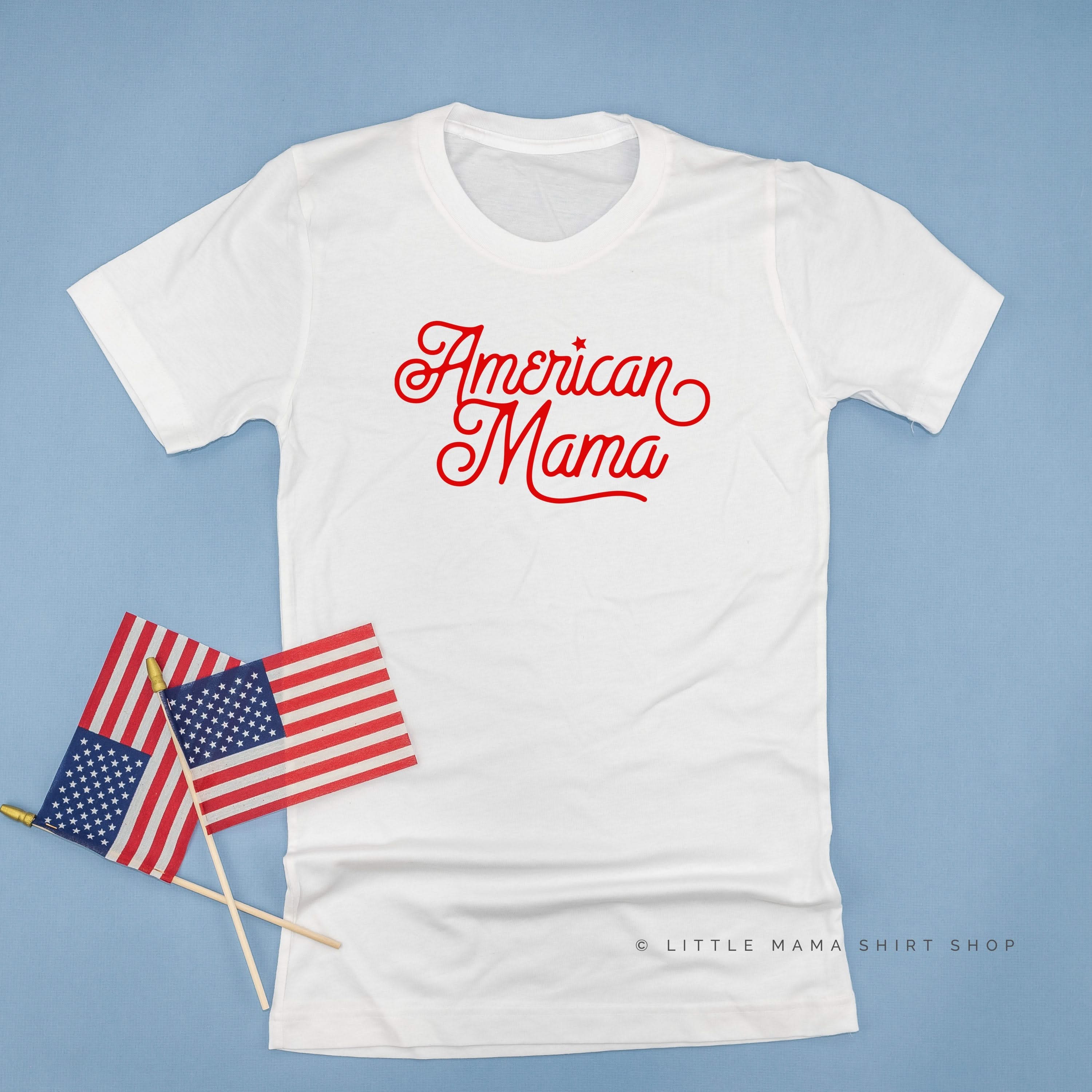 AMERICAN MAMA - Script - Unisex Tee Little Mama Shirt Shop